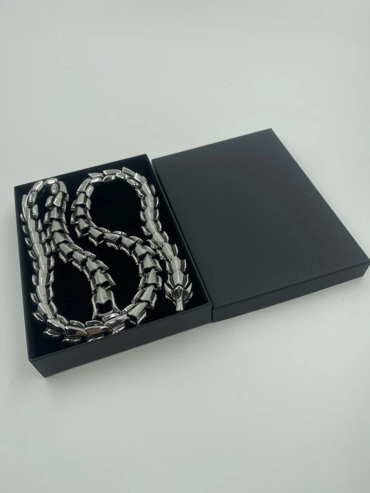 "Collar de cadena de hueso de dragón de acero inoxidable de 24"" para hombre eslabón pesado audaz estilo motociclista" Foto 2 de 4