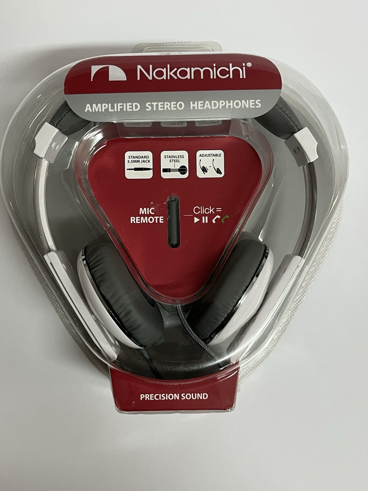 Nakamichi NK2000 Amplified Stereo Headphones W/Mic Remote Wh