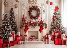 7x5ft Christmas Fireplace Backdrop Decor Photo Prop Holiday Party Props D785
