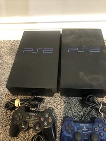 LOT 2 PLAYSTATION 2 CONSOLES SCPH-30001 & 50001 w/ 3 CONTROLLERS & 5 VIDEO GAMES