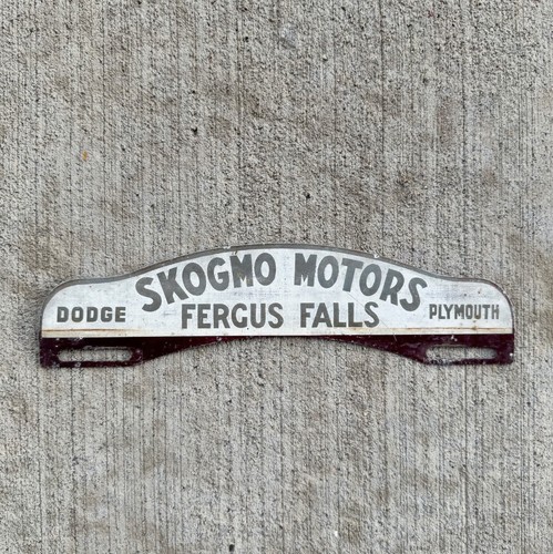 1950 Fergus Falls Minnesota License Plate Topper Dodge Plymouth Skogmo Motors