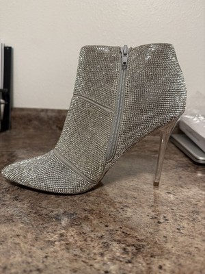 Steve Madden Rhinestone Zip Up Heel Boots New In The Original Box Size 8.5