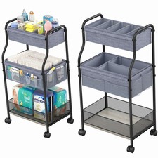 3-Tier Baby Diaper Caddy Organizer and Storage Cart, Mobile Metal Utility Cart