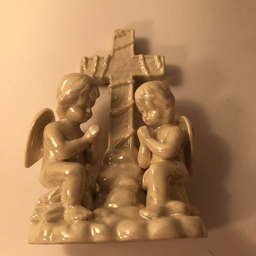 Vintage Iridescent Praying Angels And Cross Figurine EUC - Picture 2 of 12