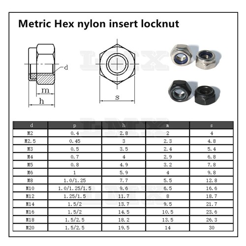 Tuerca hexagonal de acero inoxidable M2 M2.5 M3 M4 M5 M6 M8 tuerca de seguridad con inserto de nailon - Imagen 3 de 13