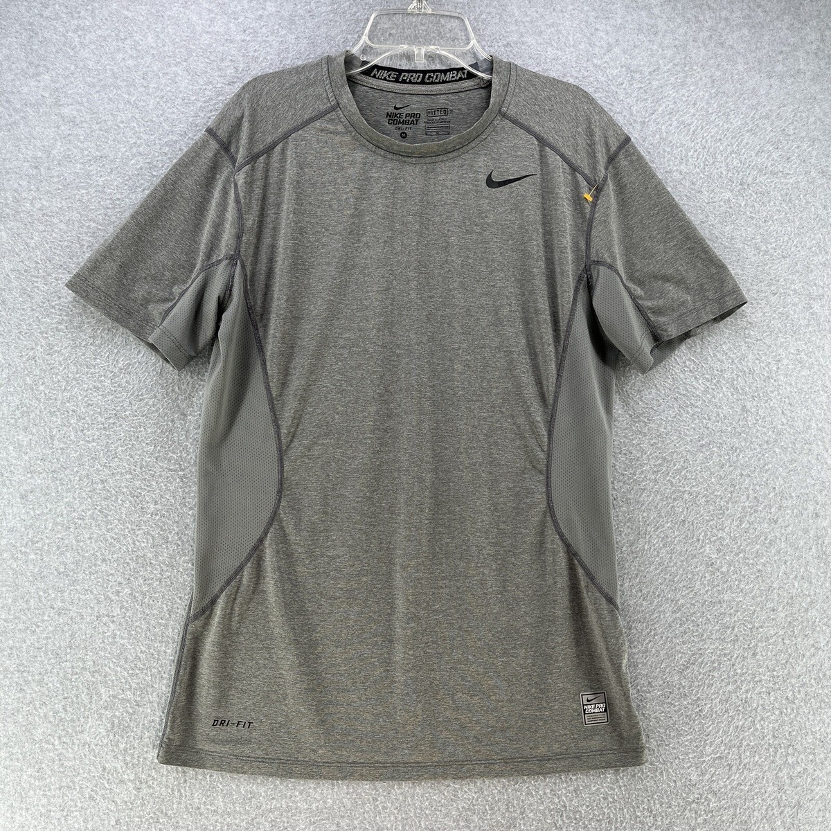 Nike Pro Combat Dri Fit Mens T Shirt Medium M Fitted Gray Camisa