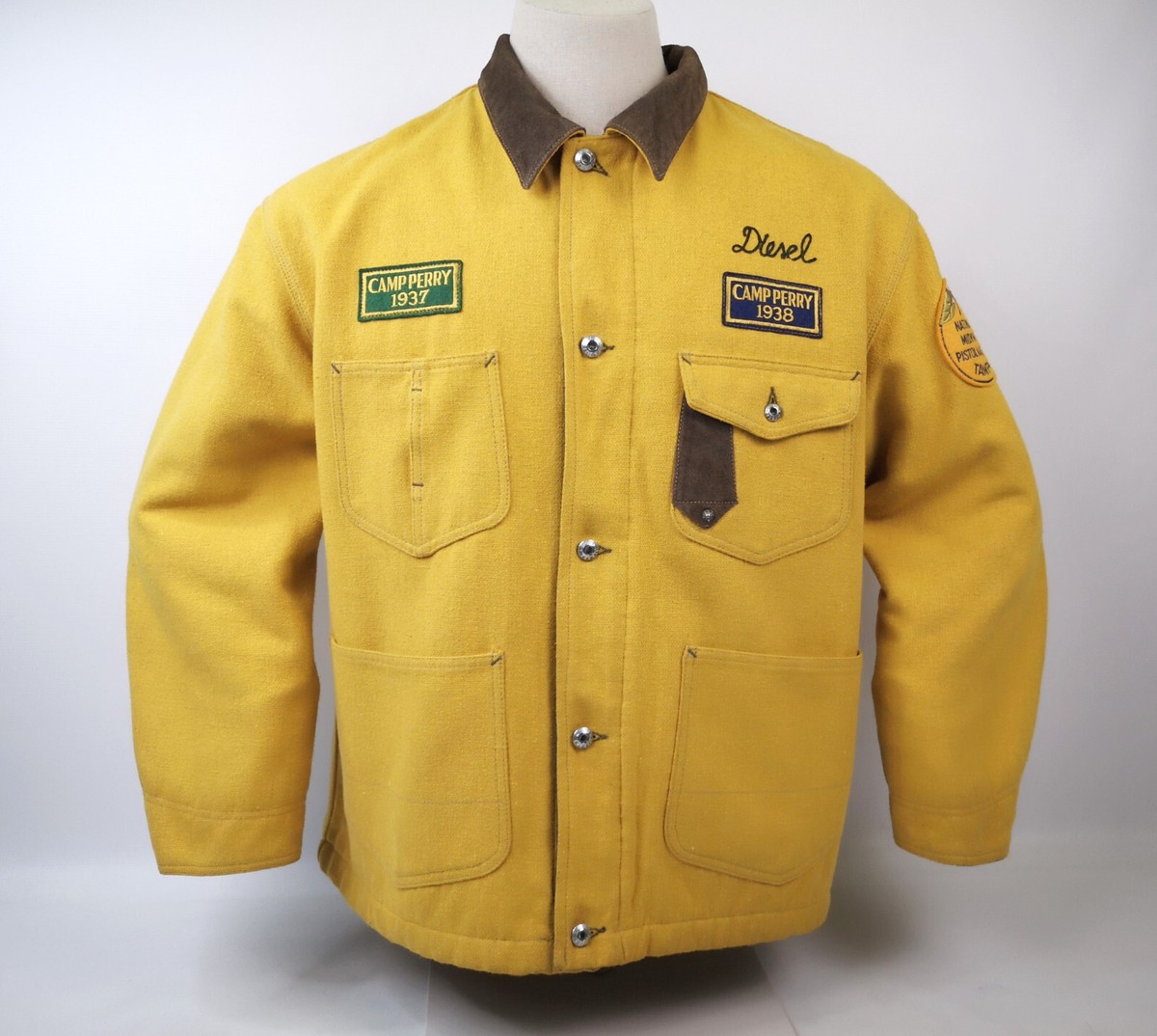 Diesel Herren Filz Jacke gelb XL 90er Wolle Mix vintage