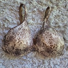 Brown And Cream Bra Full Coverage Silk Size 38DD Extra Suport