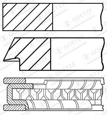 GOETZE ENGINE 08-136600-00 Kolbenringsatz Kolbenringe für FORD FOCUS Kombi (DNW)