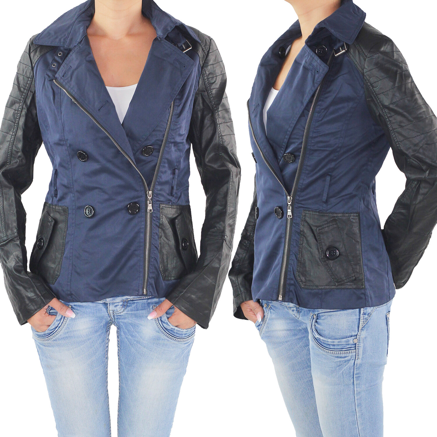 FILA Giacca di transizione donna doppio airone cappotto biker parka giacca ecopelle