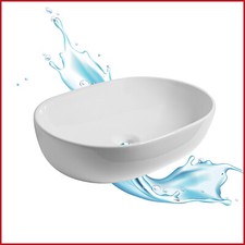 Lavabo appoggio Rettangolare 60 cm Lavandino bagno in ceramica Bianco Piletta