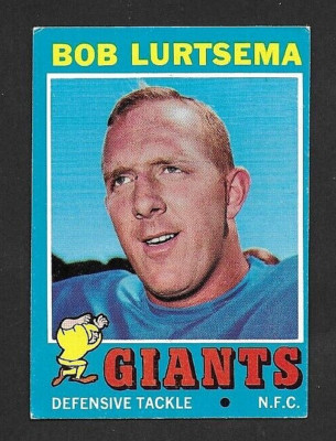 1971 Topps NFL Football #241 Bob Lurtsema, New York Giants, EXMT+, Crease Free
