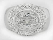 LAB CREATED WHITE SAPPHIRES 3.28 Cts ENGAGEMENT RING .925 Silver - NEW WITH TAG