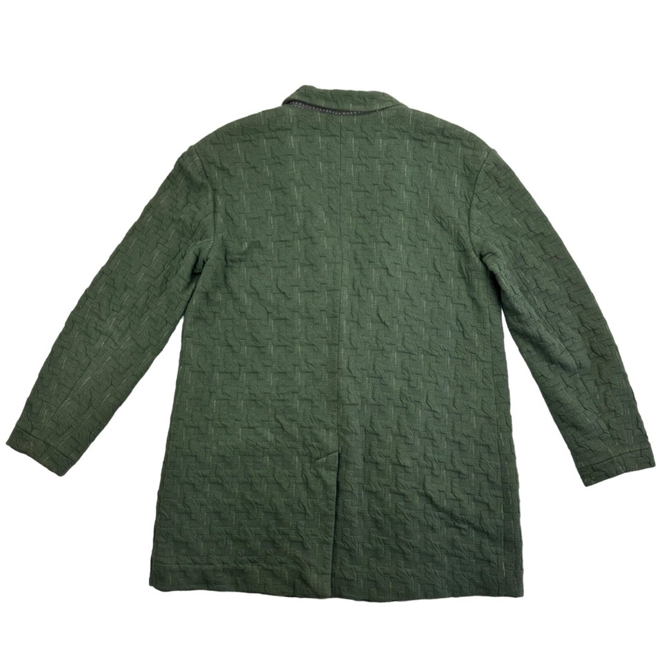 Anthropologie Cartonnier Green Jersey Knit Houndstooth Extended Blazer