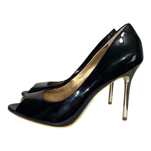 Sam Edelman Women’s Size 8.5 Pumps Black Gold Peep Toe High Heels Leather Shoes - Picture 3 of 7