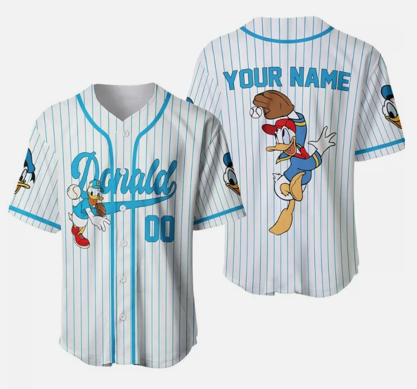 Personalized Donald Duck Lover 3D Printed Baseball Jersey Shirt S-5XL