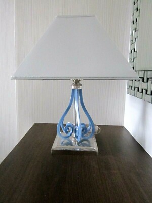 Elite Bohemia Kristallglas Tisch-/Schreibtischlampe, blau, ECHTES BÖHMEN KRISTALLGLAS 