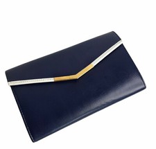 Vintage Wallet Navy Blue Checkbook Photo Sleeve Hong Kong