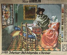Johannes Vermeer GLASS OF WINE Weinprobe Fleur d'Paris Needlepoint Canvas 59111