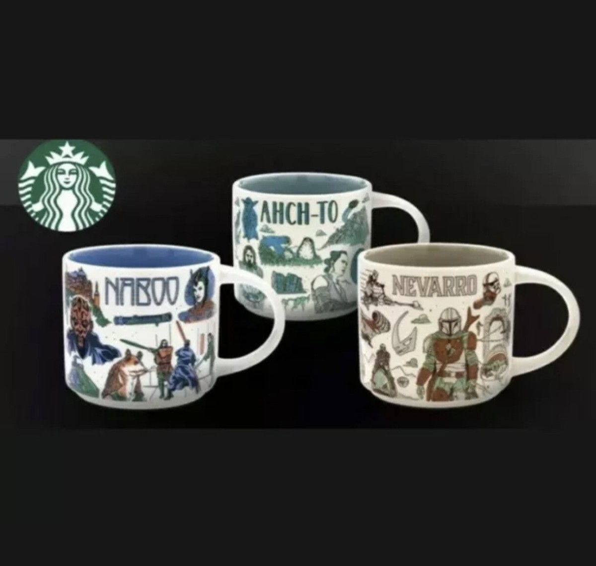 Disney - スターウォーズ　スターバックス　2022 マンダロリアン　ネヴァロ Disney 2022 Star Wars Starbucks Mugs Set of 3 Naboo, Ahch-To