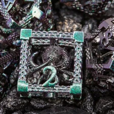 Sage's Imprisoned Kraken Ocean Depths Hollow Metal Polyhedral Dice Set DND TTRPG