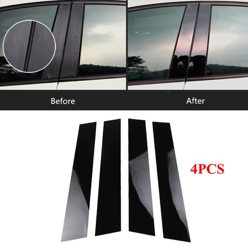 For Ford Fiesta Door Window Trim Cover Kit Pillar Posts Glossy Piano Black 4Pcs - Picture 1 of 12
