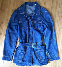 Express Bleus Belted Denim Jacket 100 Cotton Size S Y2K Utility Hong Kong VTG