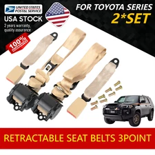 Beige 3 Point Retractable Adjustable Car Seat Belt For 1998-2019 Toyota 4Runner
