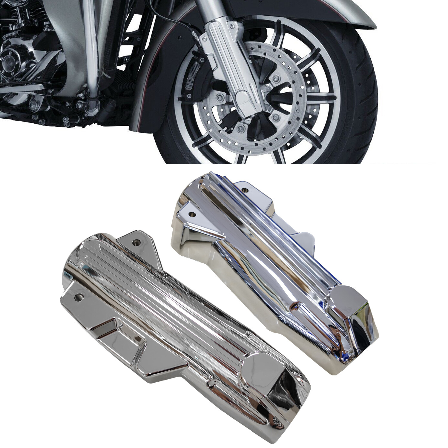 Chrome Lower Fork Covers For Harley Road Glide King Ultra Limited FLHTK