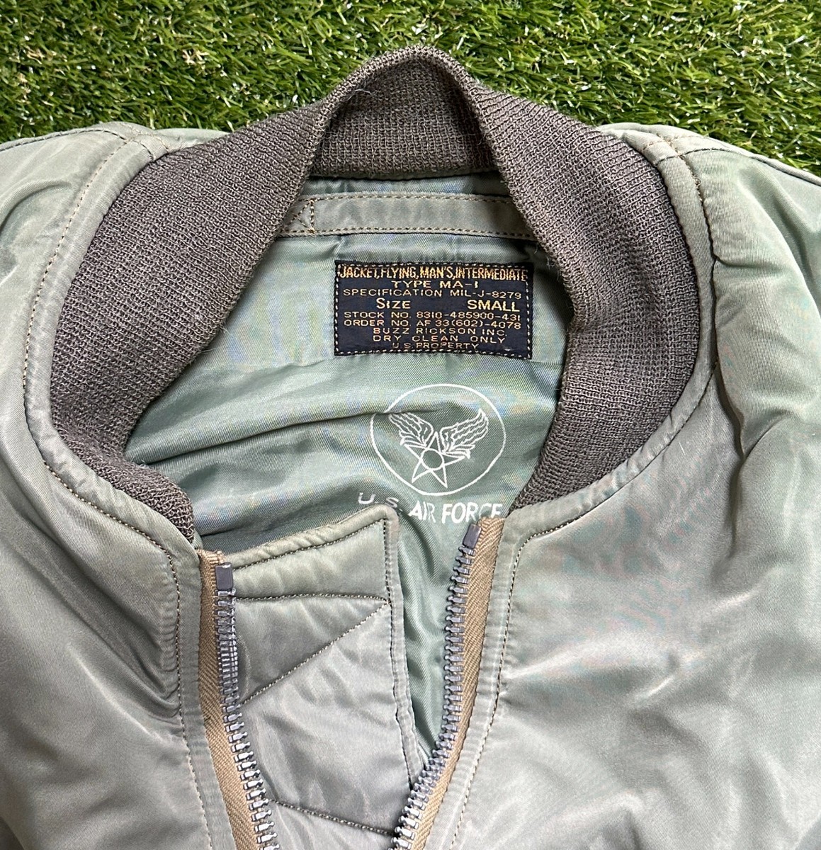BUZZ RICKSON'S MA-1 Bomber Flight Jacket Size S Khaki air