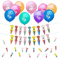 SchuleinfüHrung Einschulung Deko Set - Ballons + ZuckertüTen Girlande + Konfetti