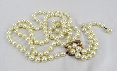 Vintage Creamy White Faux Pearl 35  Belt or Lariat Necklace