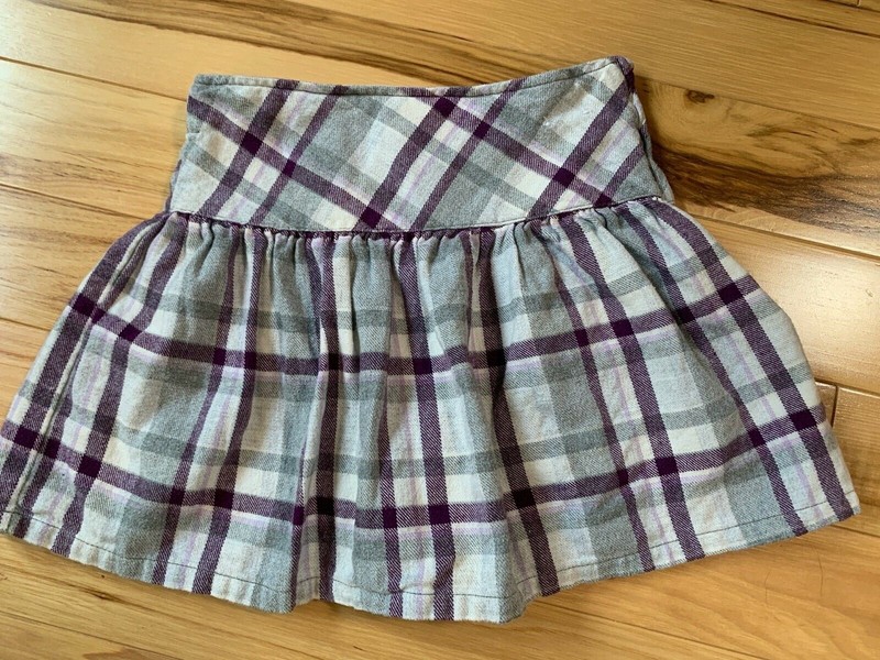GYMBOREE Purple Plaid Flannel SKORT Sz 4 Girl Inner Adjustable Waist