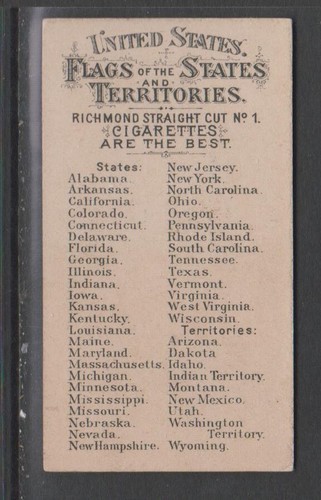 CIGARETTE CARDS A&Ginter 1888 Flags of States & Territories - #18 Michigan - Picture 2 of 2