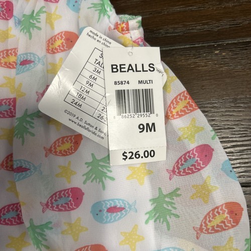 Baby Girl Bubble Romper 9 Months Sunsuit Sunshine Kids Sheer Fish Print NWT - Picture 6 of 10