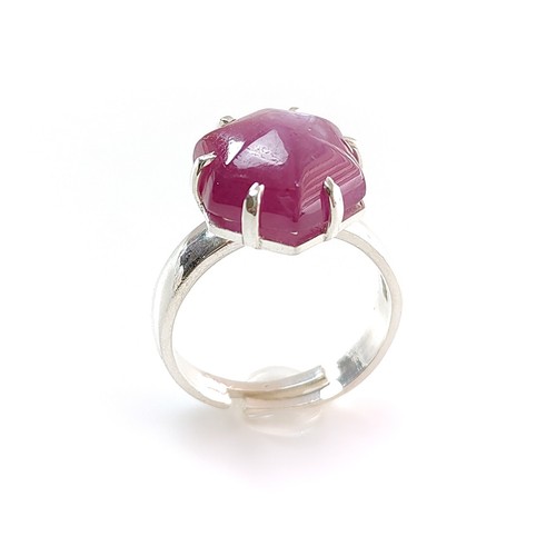 5.56gms Red Ruby Gemstone 925 Sterling Silver Prong Set Adjustable Ring For Gift - Picture 8 of 8