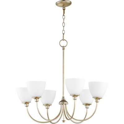 Quorum Celeste 6 Light 28' Chandelier, Aged Silver Leaf - 6109-6-60