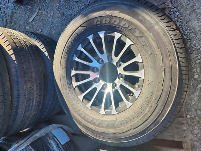 16'' 8 LUG ON 6.5 ALUMINUM WHEELS & GOODYEAR 235/85/16 10 PLY LOAD RANGE E