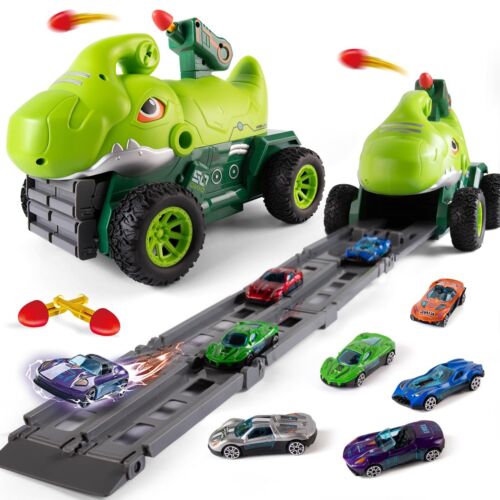 Dinosaur Truck Toys for 2 3 4 5 Year Old Boy with 6 Die-Cast Metal Toy Cars, ...
