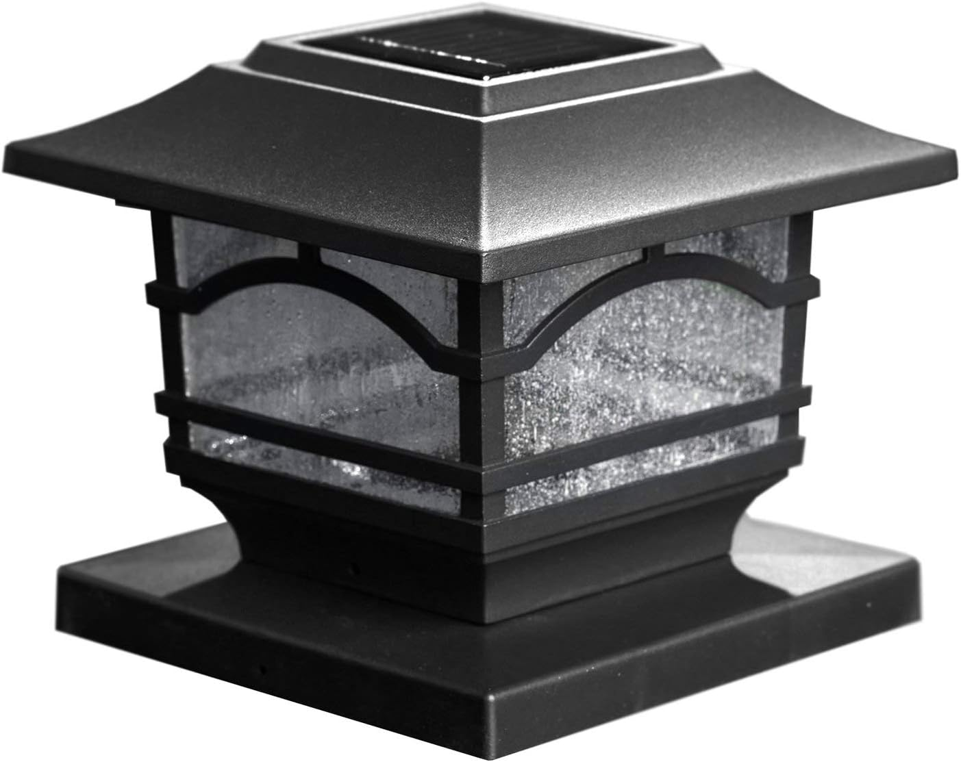 41671 (2 Pack) Premium Metal and Glass Solar Powered Post Cap and Deck Railing L