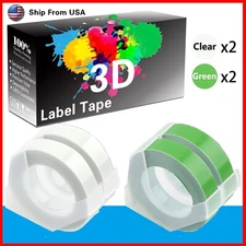 (2Green+2Clear) LabelTape Fit For Dymo 20008CP Dymo 814580 Label Makers