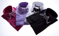 Wedding designer men's shirt 3 collar wedding shirt groom slim fit fitted