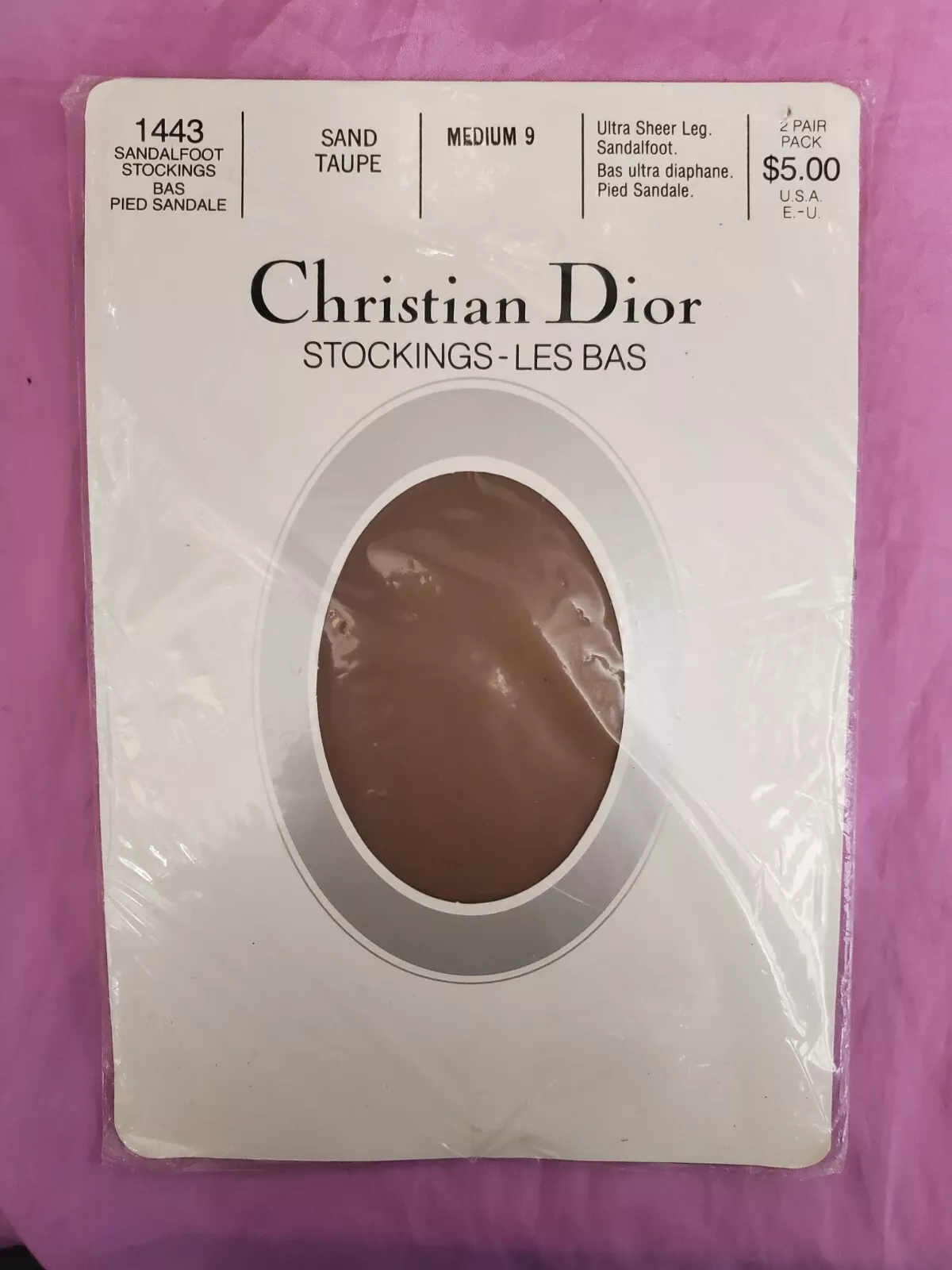 Lot de 2 paires de bas jarretelles hautes cuisses Christian Dior moyen 9 SAND TAUPE