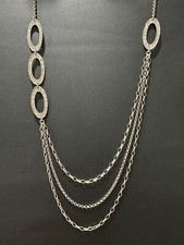 Silpada Sterling Silver Hammered Oval Links Layered Necklace N1506 32in Long
