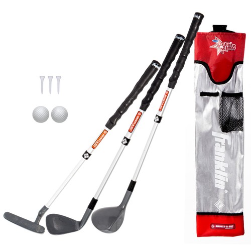 Franklin Sports Kids Youth Adjustable Plastic Golf Club Set Right hand, Red