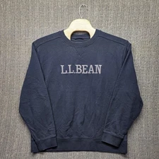 L.L. Bean Spellout Sweatshirt Men XL Navy Blue Heavyweight Cotton Logo Crewneck