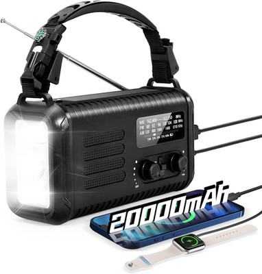 Notfall-Wetterradio 20.000mAh Powerbank Solar Radio, Handkurbelradio AM/FM/NOAA