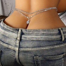Luxury Rhinestone Double Chain Crystal Water Drop Waist Belly Chain for Women