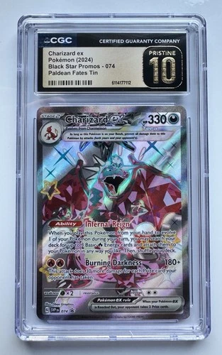 🔥🐉 CGC 10 PRISTINE 💎 Charizard EX 074 Black Star Promo Full Art