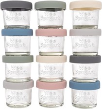 Glass Baby Food Stora Jars with Silicone Lids 4 oz, 12 Pa